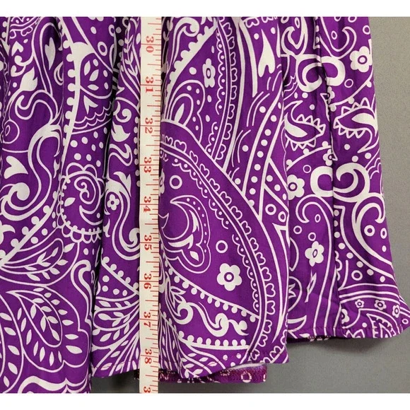 Boho Purple Pasiley Maxi Cover Skirt Womens Small Tiered Flowy Beachwear New - Picture 10 of 13